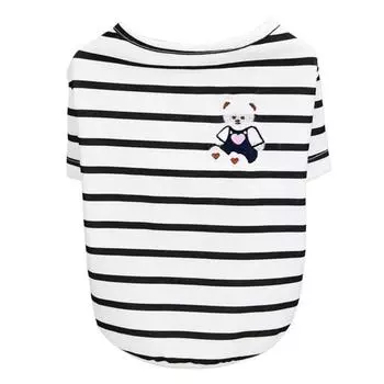 Жилет для собак с круглым вырезом и рисунком медведя из мультфильма, мягкая и удобная, с рисунком кошки и собаки, полосатая блузка для домашних животных, повседневная одежда M чёрный