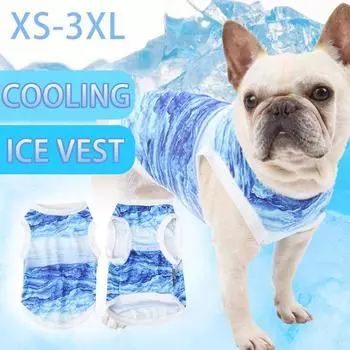 Жилет для собак с ледяным охлаждением, летняя сетчатая одежда для маленьких, средних и больших собак, прохладные пуховики для домашних животных, дышащая шлейка для собак XS синий