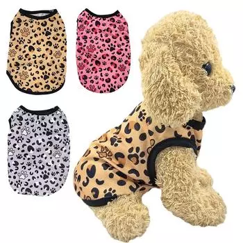 Жилет для собак с леопардовым принтом, одежда для маленьких и средних собак, кошек, летняя дышащая сетчатая футболка, одежда для чихуахуа, йорков, костюмы для домашних животных XS