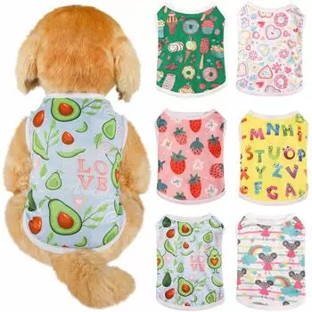 Жилет для собак с принтом домашних животных, летняя дышащая одежда для собак для маленьких собак, одежда для чихуахуа, костюмы для щенков йорков, футболки для кошек и домашних животных XS
