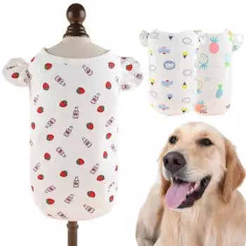 Жилет для собак с рюшами и рукавами, круглый вырез, пуловер с рисунком ананаса, рубашка для собак и кошек 2XL