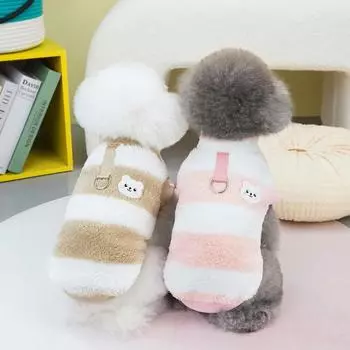 Жилет для собак с вышивкой в виде медведя, зимняя теплая одежда для маленьких собак, плюшевое пальто для щенков, кошек, йорков, чихуахуа, ши-тцу, мопсов S