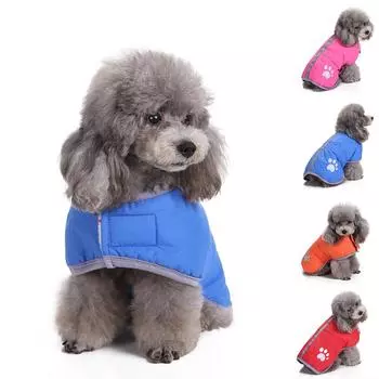 Жилет для собак, теплая зимняя одежда, стеганое пальто для маленьких щенков и кошек XS красный