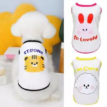 Жилет для собаки Очаровательный мягкий мультяшный кролик Удобная хлопковая блузка для собаки с рисунком Рубашка для домашних животных Повседневная одежда S
