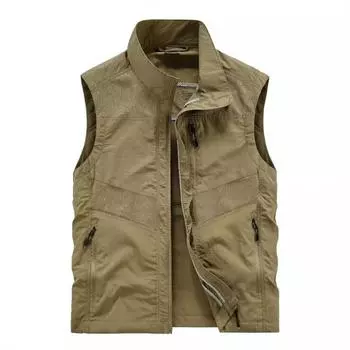 Жилет для весны и осени, мужской и молодежный, многофункциональный, большой размер, свободный, с воротником-стойкой M