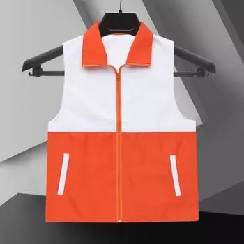 Жилет для волонтеров, яркий дизайн с цветными блоками, лацканы, планка на молнии, подходящий жилет, свободные карманы без рукавов, благотворительная униформа, групповой жилет 3XL зелёный