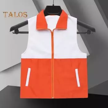 Жилет для волонтеров Яркий цветной дизайн с лацканами, без рукавов, застежка-молния, свободный крой, карманы, благотворительная униформа, жилет для группы L зелёный