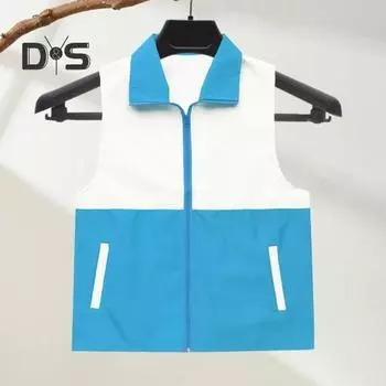 Жилет для волонтеров Яркий цветной дизайн с лацканами, без рукавов, застежка-молния, свободный крой, карманы, благотворительная униформа, жилет для группы M красный