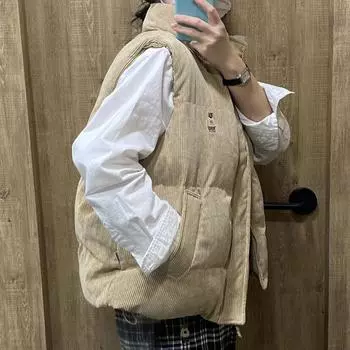 Жилет для женщин из хлопка, осенне-зимний, безрукавный жилет, свободный, утолщенный, повседневный жилет S белый