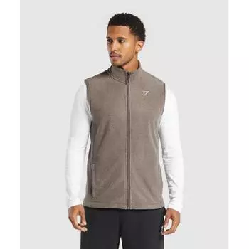 Жилет флисовый Gymshark камуфляж коричневый песочно-коричневый A7a5f Nb5m S