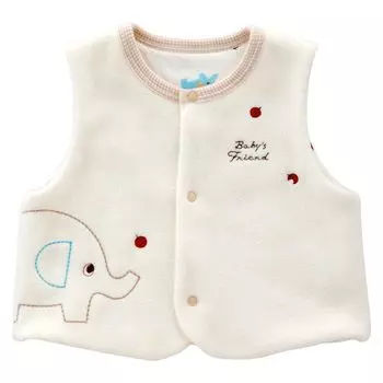 Жилет флисовый слон Сделано в Японии [Baby Castle] 70-80 слоновая кость