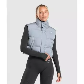 Жилет Gymshark укороченный миди джинсовый серый B9a1o Gcqs XS