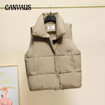 Жилет из хлопка больших размеров для женщин, осень-зима, свободная хлопковая майка, безрукавка, модный жилет M белый