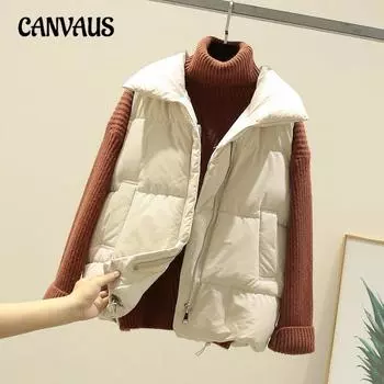 Жилет из хлопка больших размеров для женщин, свободный, осенне-зимний, утолщенный, короткий, без рукавов, плечи, прилив S чёрный