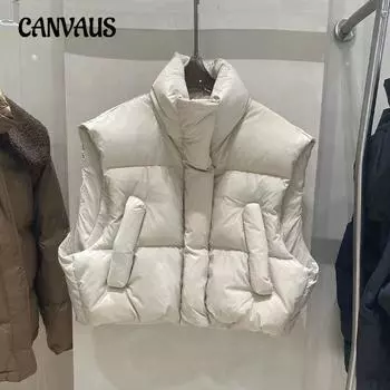 Жилет из хлопка больших размеров, женская свободная короткая жилетка на осень и зиму M чёрный