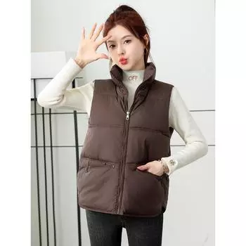 Жилет из хлопка для женщин, осень-зима 2024, новый жилет, модный тренд, большой размер, универсальный, выгодная покупка, жилет, куртка M [recommended within 55kg] серый