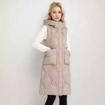 Жилет из хлопка для женщин, средней и длинной длины, модный универсальный жилет из хлопка, большой карман, верхняя одежда, жилет из хлопка L хаки