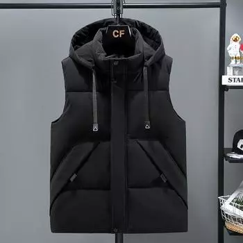 Жилет из хлопка, мужская осенне-зимняя куртка, трендовый утолщенный жилет, верхняя одежда, жилет из хлопка большого размера XS серый