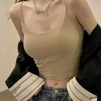 Жилет из ледяного шелка для женщин с подушкой на груди, красивая спина и короткое нижнее белье без бретелек как для внутренней, так и для внешней стороны S