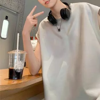 Жилет из оленьей кожи, мужской, летний, новый, американский, ретро, свободный, модный, брендовый, повседневный, спортивный, безрукавный, с рукавом T-sleeve M