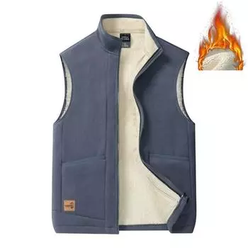 Жилет из овечьего флиса для мужчин, теплая жилетка на осень и зиму, большая повседневная куртка из флиса 6XL чёрный