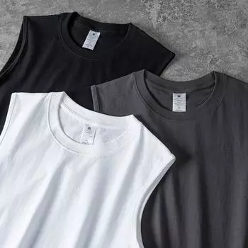 Жилет из плотного хлопка с широкими плечами, свободная универсальная толстовка большого размера с препятствиями, простая однотонная спортивная футболка без рукавов для мужчин и женщин M белый