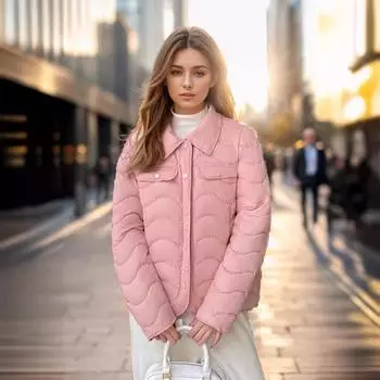 Жилет из пуха с волнистыми лацканами, удобная и тонкая короткая куртка из пуха с хлопком M