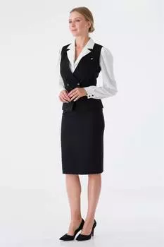Жилет Юбка Костюм Черный TRINK