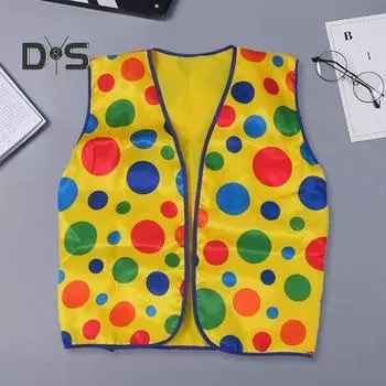 Жилет клоуна, пальто, желтый горошек, дизайн, жилет без рукавов, праздничный жилет клоуна, реквизит для выступления на Хэллоуин