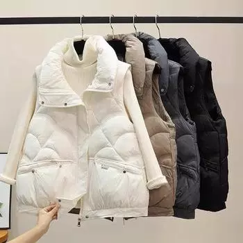 Жилет колледжа утолщенный куртка блестящий свободный молния новый жилет простой и утолщенный теплый M recommends 75-47.5kg