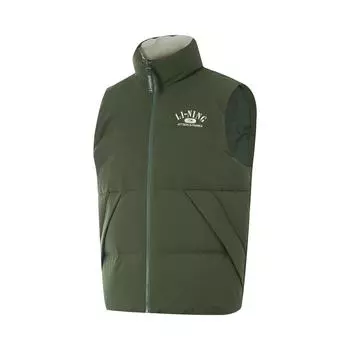 Жилет Li Ning Hot Pot Down Series с водонепроницаемыми буквами и цифрами, застежкой-молнией и воротником-стойкой, универсальный, устойчивый к холоду, удобный, дышащий, зимний AMRU043-5 M