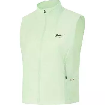 Жилет Li Ning Running Series однотонный с застежкой-молнией и воротником-стойкой, удобный дышащий повседневный жилет для женщин, цвет Fairy-Fruit-Green AMDU016-1 L