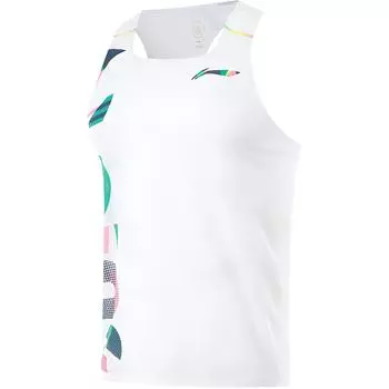 Жилет Li Ning Running Series с круглым вырезом, быстросохнущий, дышащий, облегающий, без рукавов, для мужчин, стандартный, белый AAYU275-1 XL