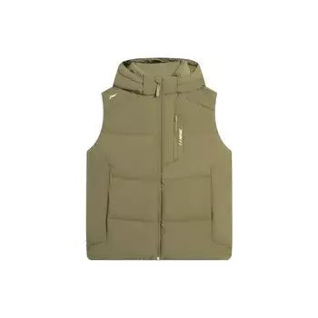 Жилет Li Ning Training Series с логотипом и застежкой-молнией, без рукавов, с капюшоном, мужской, оливково-зеленый AMRS081-3 L