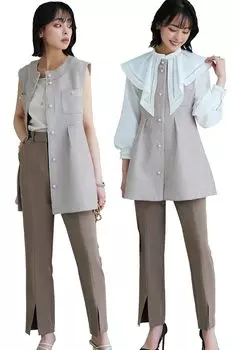 Жилет Louet Tweed Slim Straight Pants Suit Брюки Dress Set Mom Pants Suit Формальный Casual Большой размер Церемония Входная церемония Выпускной