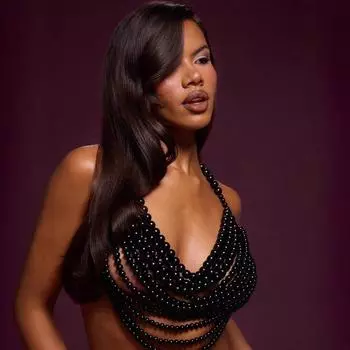 Жилет модный темперамент многослойный жемчужный воротник топ жилет тело цепь грудь цепь Y XS чёрный