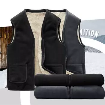 Жилет мужской чернобурый лисий бархат плечи зимний утепленный жилет для папы из овечьей шерсти теплая утепленная куртка для верховой езды мужские модели L