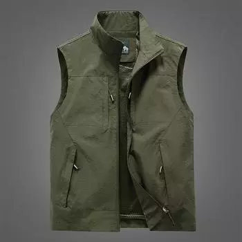 Жилет мужской Four Seasons, тонкий, без рукавов, с воротником-стойкой, с несколькими карманами, быстросохнущий, большой размер M серый