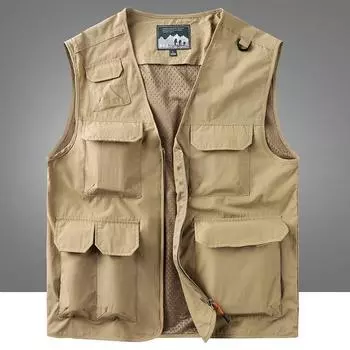 Жилет мужской Four Seasons, тонкий, без рукавов, с воротником-стойкой, с несколькими карманами, быстросохнущий, большой размер M серый