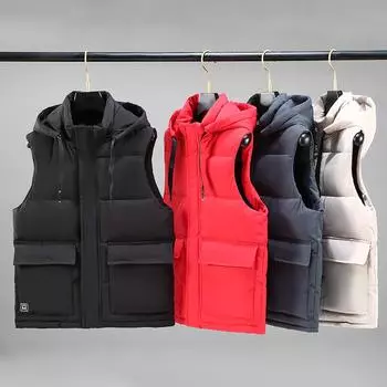 Жилет мужской осенне-зимний тренд внешняя одежда свободный утолщенный пуховый хлопковый жилет большого размера жилет мужской L чёрный