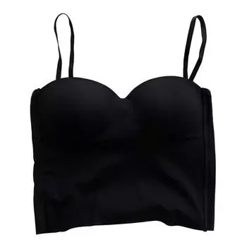 Жилет на бретельках из ледяного шелка с регулируемыми бретелями на груди, красивый топ на бретельках на спине, эластичный тканевый низ, топы One Size чёрный