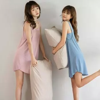 Жилет, ночная рубашка, женская летняя шелковая подтяжка без рукавов, удобная повседневная пижама, домашняя одежда, шикарная трендовая одежда M розовый