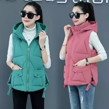 Жилет новый пуховый жилет из хлопка женская одежда осень и зима тонкий короткий жилет из хлопка M розовый