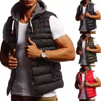 Жилет Открытый Летний Стеганый Жилет Черный Пуховик Куртка для Мужчин S чёрный