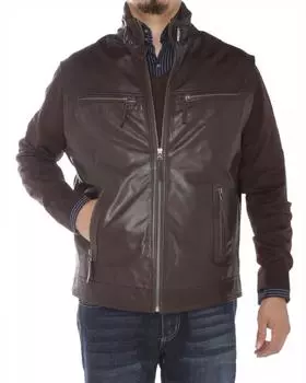 Жилет Пальто Жилет Куртка Классический Ягненок Вестерн Коричневый Молния Мужская Кожа XS коричневый