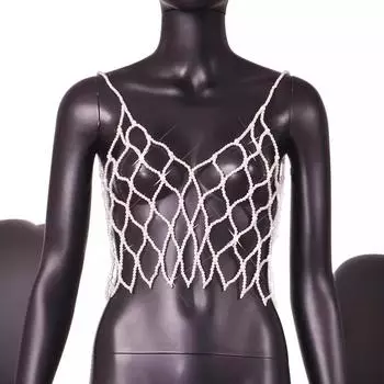 Жилет Pearl small, универсальный новый жилет, ажурный верх, жилет на бретелях для женщин one size fits all белый