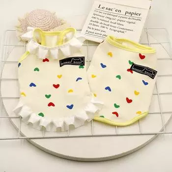 Жилет Pet Colored Love Polka Dot Одежда Весна Лето Одежда для кошек Одежда для маленьких собак Домашняя пижама Дизайнерская одежда для собак XS