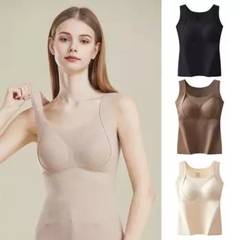 Жилет-подкладка 3D Cup Shape Теплый Удобный Самонагревающийся Термотоп Утепленный Бесшовный Осенне-Зимний Базовый Жилет XXL кофейный