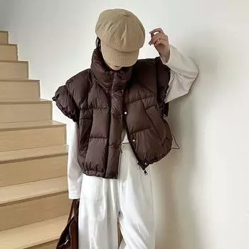 Жилет принцессы с рукавами пуховик женский осень и зима 2024 года Дизайн Sense Милый маленький мужской облегающий жилет тренд S