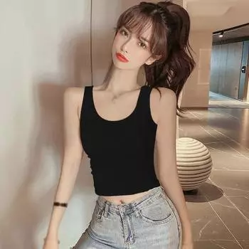 Жилет Простой тонкий летний топ с красивой спиной и тонким U-образным вырезом L